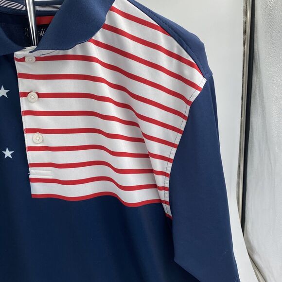 Walter Hagan Shirt Mens L American Flag Short Sleeve Pull Over Golf Golfer - Picture 2 of 7